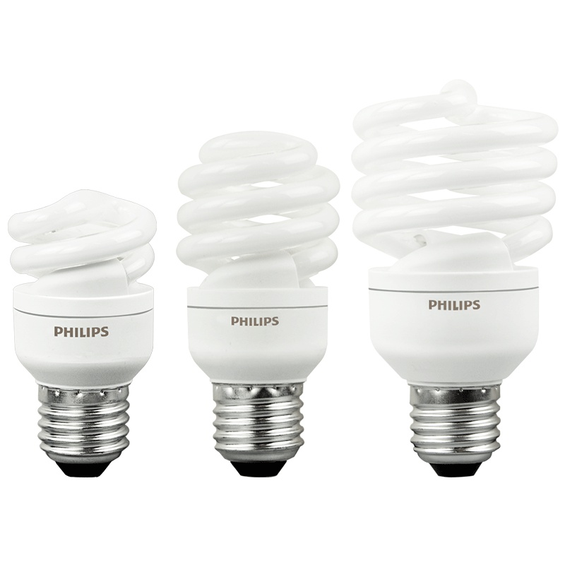 飞利浦照明(PHILIPS) 能灯泡 荧光灯管节能高亮灯泡 螺旋型E27 12W-E27大螺口 白光6500K室外灯饰