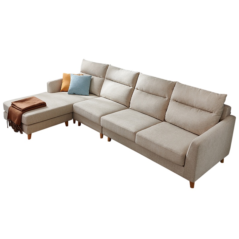 全友家居 北欧棉麻布艺亲肤沙发 转角三人位懒人沙发 贵妃位 小户型客厅家具组合 102369