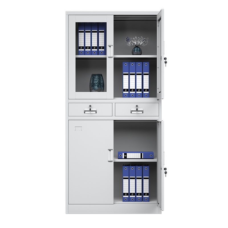 永格钢制文件柜办公室中二斗资料柜大器械柜五节柜通玻铁皮柜子