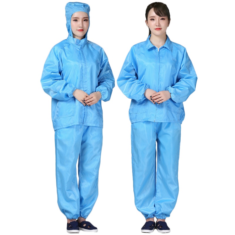 [规格:翻领 M/L/XL/XXL蓝色/白色 规格可留言备注]防护衣 防静电无尘服 劳保分体服 净化服带口袋 防护工作服