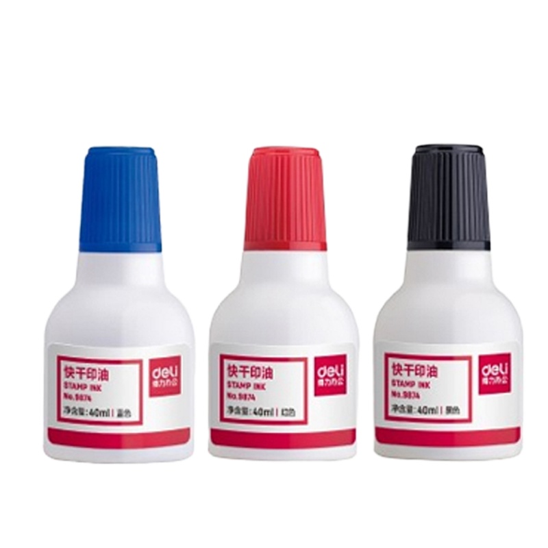 得力9874快干清洁印泥油40ml(红)(瓶)