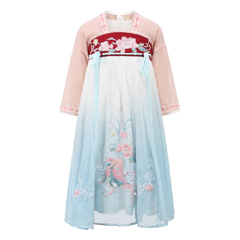 旗铂Qibo锦鲤春夏汉服中国风唐装超仙春装襦裙古装连衣裙