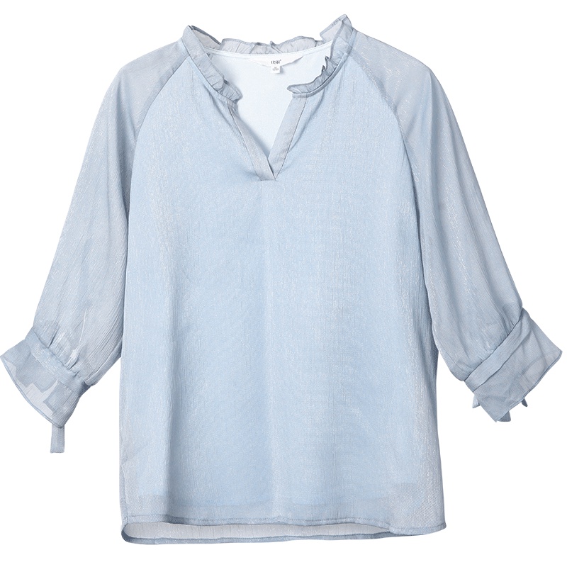 OSA欧莎2019夏季新款很仙的上衣洋气小衫时尚打底衫V领雪纺衫女