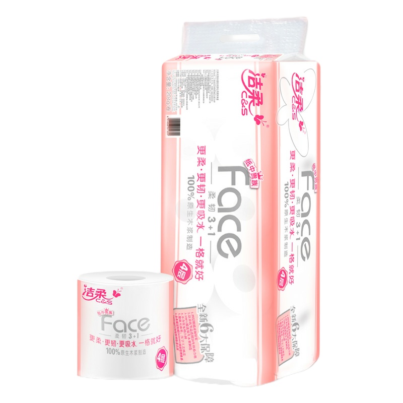 洁柔 JJ080-01 Face4层204克卷筒卫生纸 10卷/件 (单位:件)