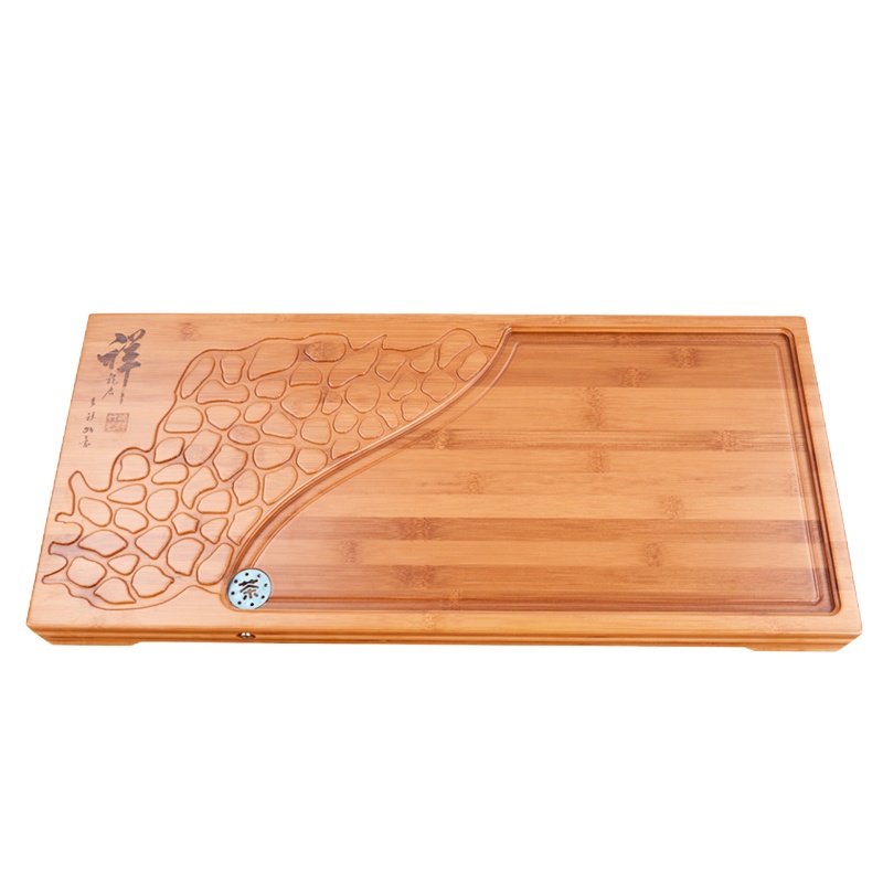 弘拜 楠竹茶盘 竹制茶具盘整板排水式 大号茶托盘干泡茶盘功夫茶道