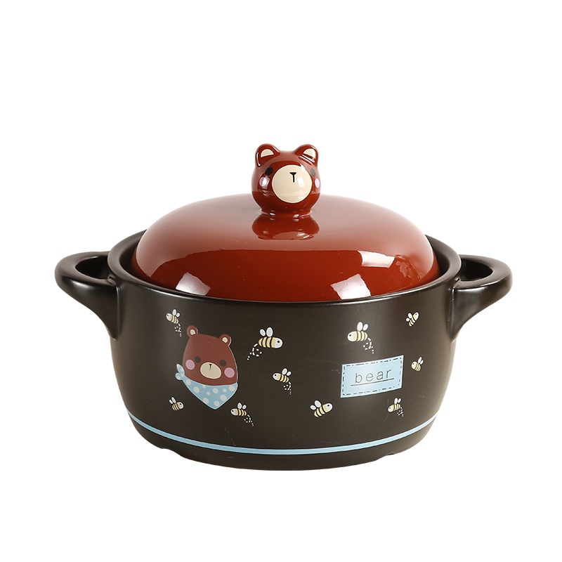 麦可可 砂锅炖锅陶瓷养生煲 家用可爱2.8L萌熊煲汤耐高温大中小号容量煲仔炖锅