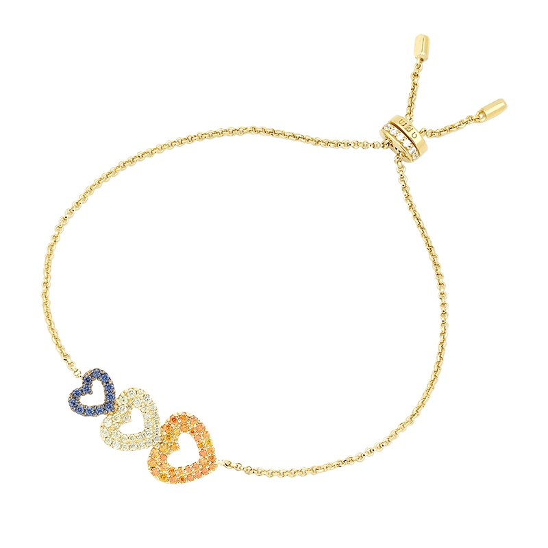 apm MONACO多色三心可调节手链女士 时尚潮式心形手腕链银首饰