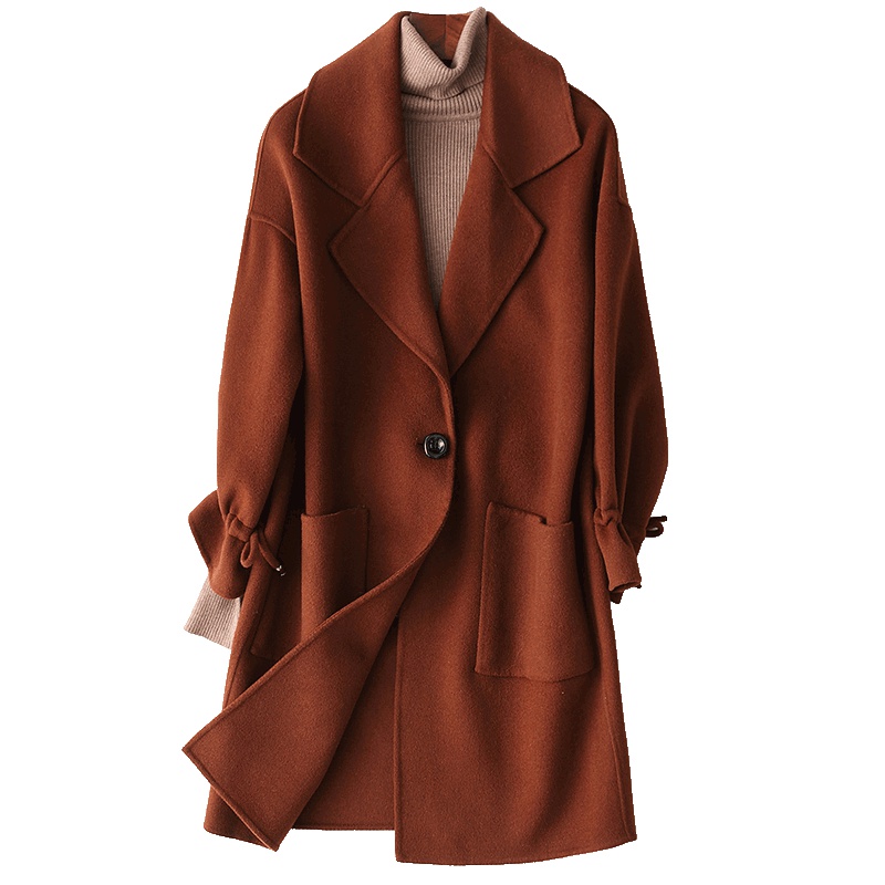 憨厚皇后2019海宁新款春装女士双面呢外套韩版羊毛呢子大衣