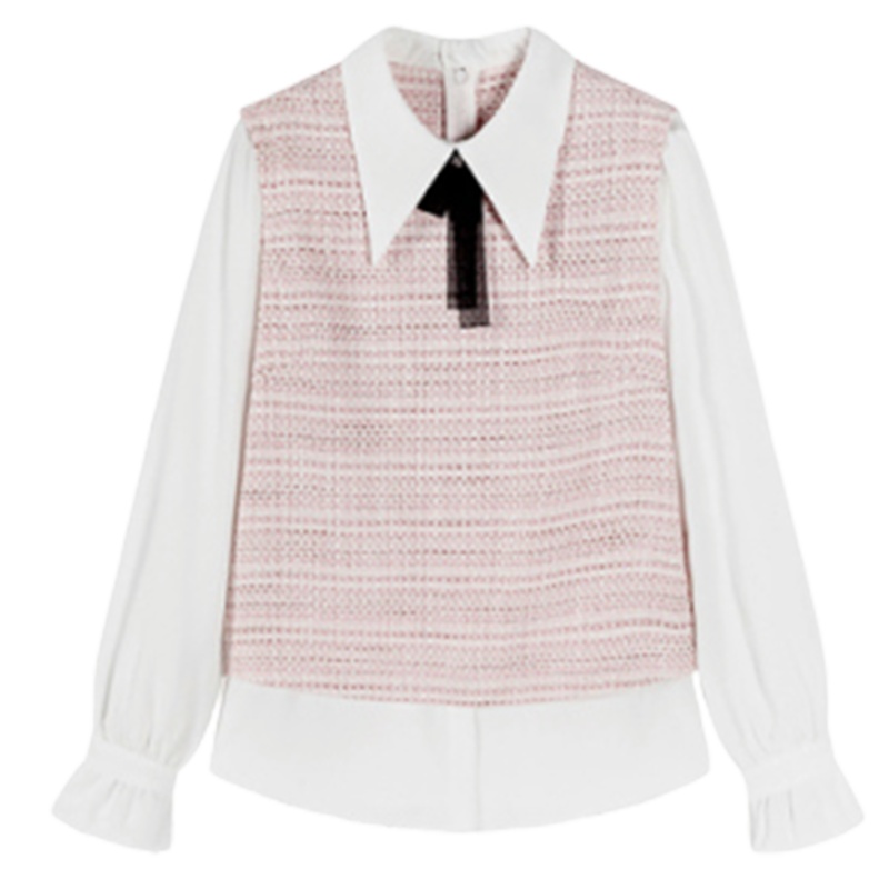 【专柜同款】拉夏贝尔2019冬季新款拉链假两件长袖设计感小众系带韩版打底衫女10023961