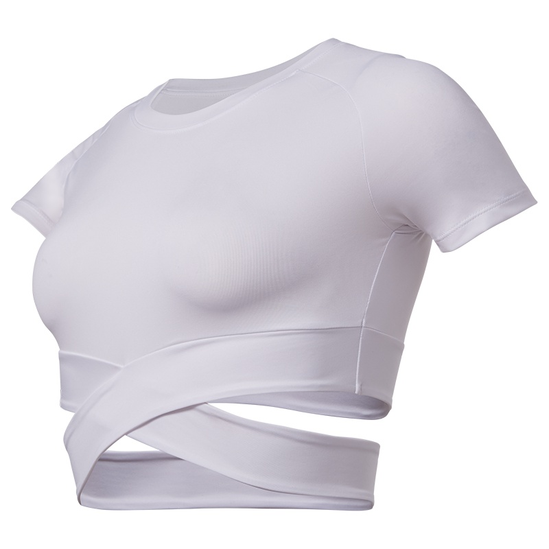 范斯蒂克 弹力紧身衣女短款露脐网红T恤夏跑步透气健身衣性感瑜伽运动上衣