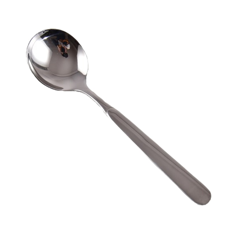 不锈钢家用勺子吃饭烘焙精灵儿童大小汤勺平底勺长柄创意圆勺汤匙分潮 316不锈钢平底勺