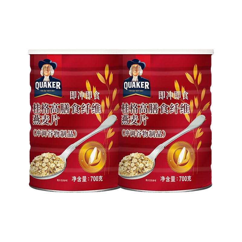 中国台湾 QUAKER 高膳食纤维含钙混合型燕麦片 700g*2罐
