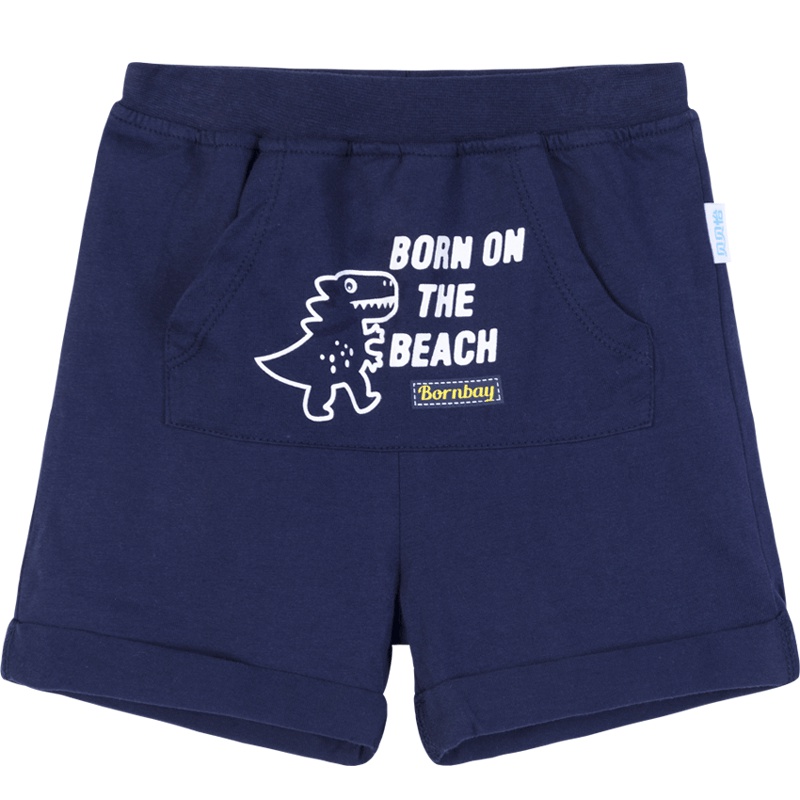 贝贝怡男童裤子夏款洋气 宝宝纯棉卡通印花休闲短裤192K266