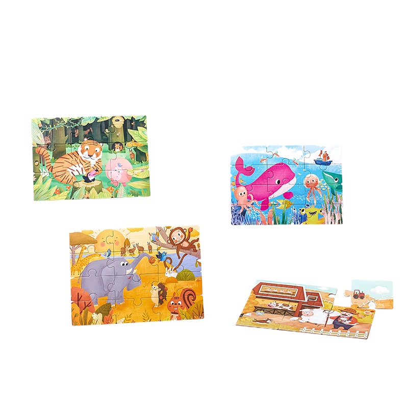 babycare拼图儿童益智 数字母手抓板3岁宝宝早教积木质拼图入门级 动物