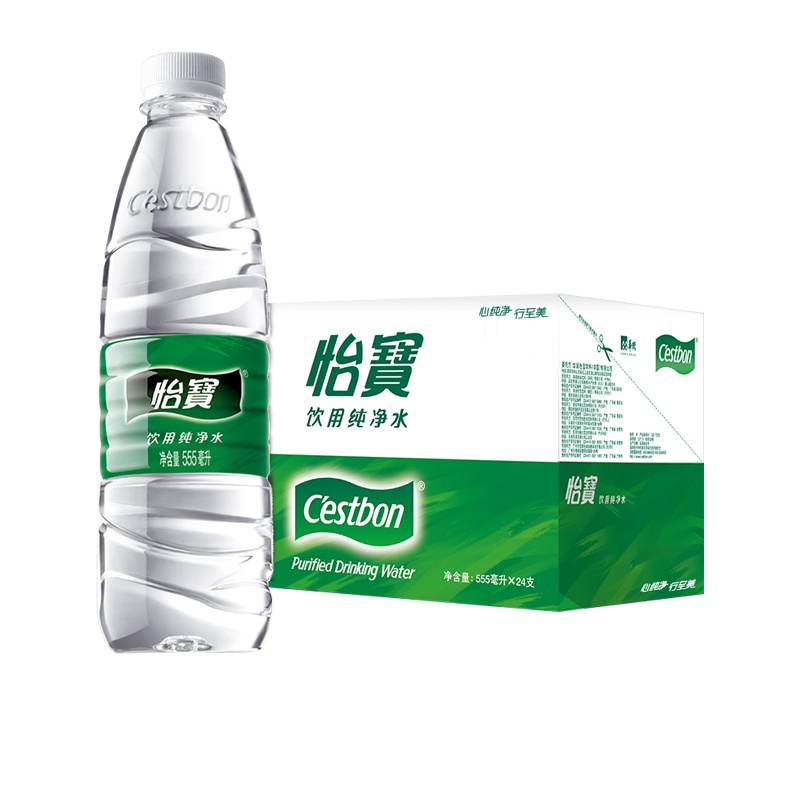 怡宝饮用水 纯净水 555ml*24瓶/箱 整箱装