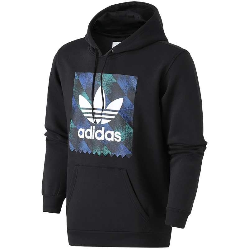 adidas阿迪达斯三叶草男装运动服休闲logo款连帽卫衣 DU8370 L DU8370黑色