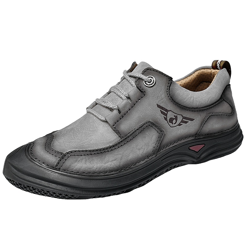 YIBULUOTUO登山鞋男防水防滑低帮大码户外运动鞋头层牛皮牛筋底耐磨徒步鞋真皮休闲爸爸鞋