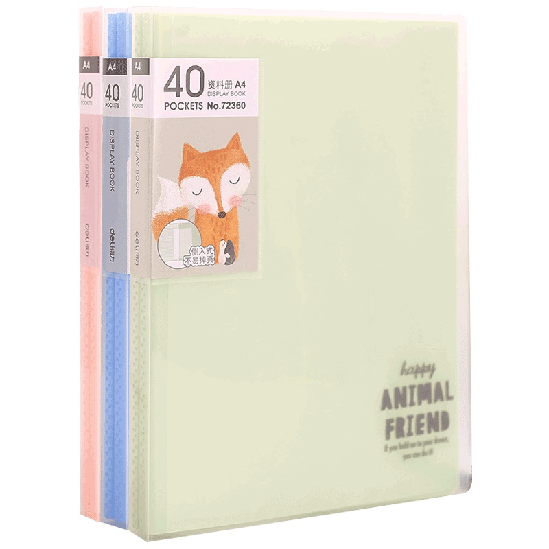 得力(deli)72360 40页彩色资料册6册 A4文件夹 透明资料夹 插页夹 插页袋 文件册 资料册