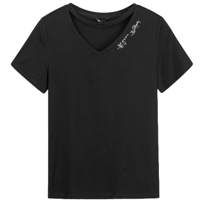 拉夏贝尔夏新款个性印花休闲显瘦心机百搭学生短袖T恤