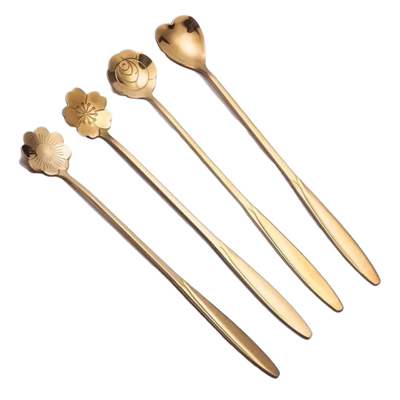 [买1送1]网红樱花小勺子-17.8cm 可爱创意不锈钢长柄勺咖啡搅拌勺冰淇淋蜂蜜甜品勺