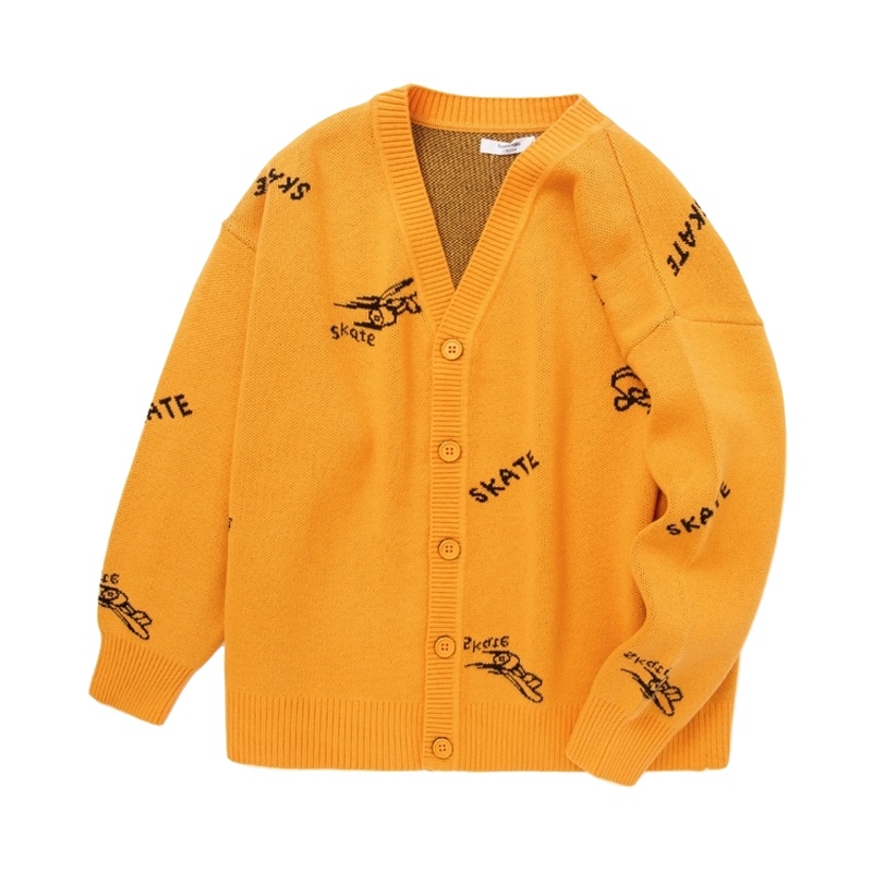 巴拉巴拉圆领毛衫2021年春季男中童落肩大廓形v领开衫