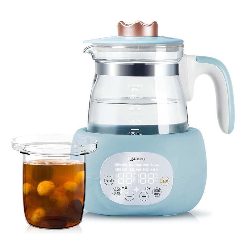 美的(Midea)婴儿智能恒温调奶器1.2L 暖奶器消毒器隔水炖多功能养生壶 皇冠尊享版带炖盅MI-MYTP301