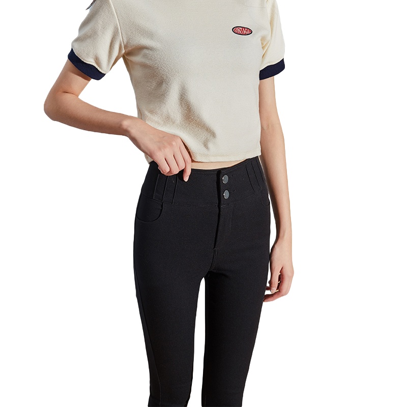 [直降价63元]唐狮打底裤女外穿春秋冬款加绒小黑裤弹力铅笔小脚紧身魔术裤黑色裤子