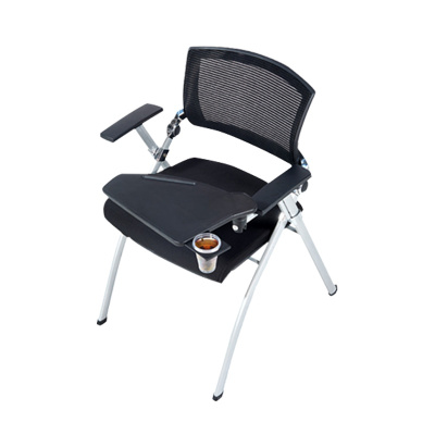 [理政]办公椅 办公家具 培训椅 带写字板折叠椅 新闻椅 会议椅 洽谈椅 黑色网椅