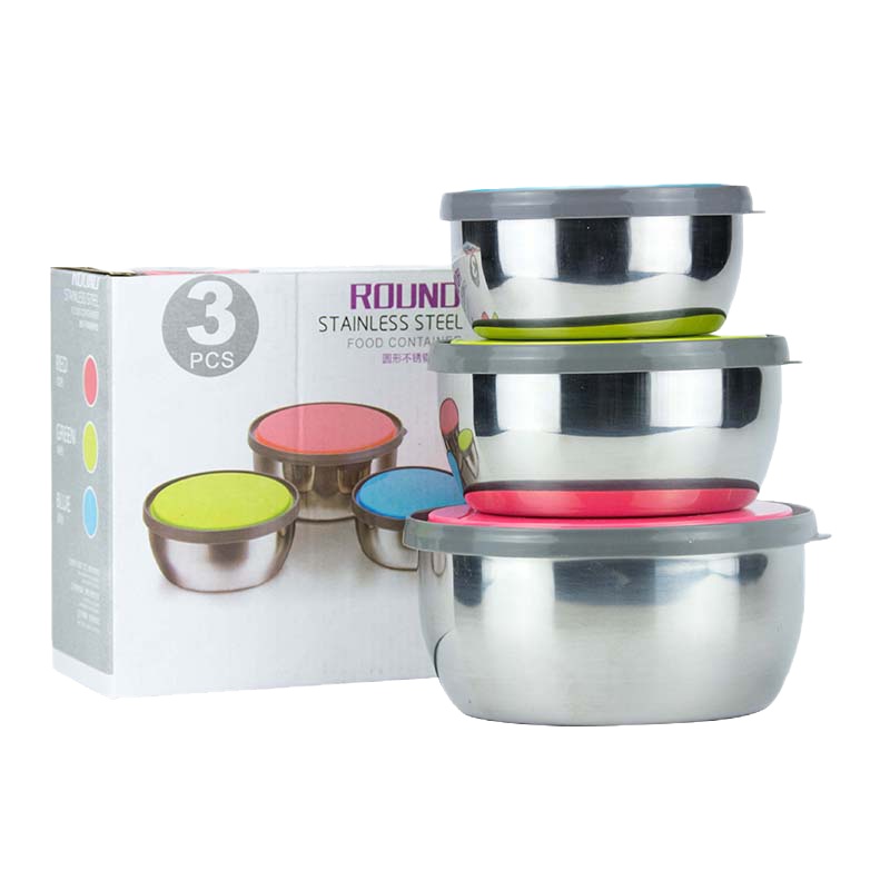 SCP 不锈钢保鲜盒 SCP-DX0438 圆形炫彩三件套（套）