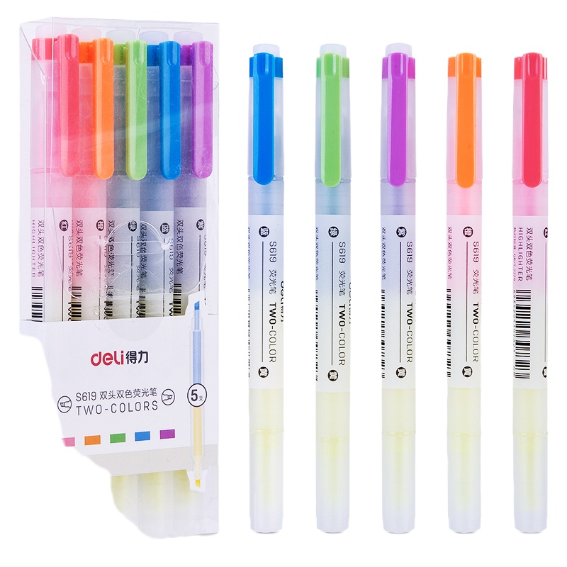 得力S619荧光笔(混)(5支/盒) 5支/盒