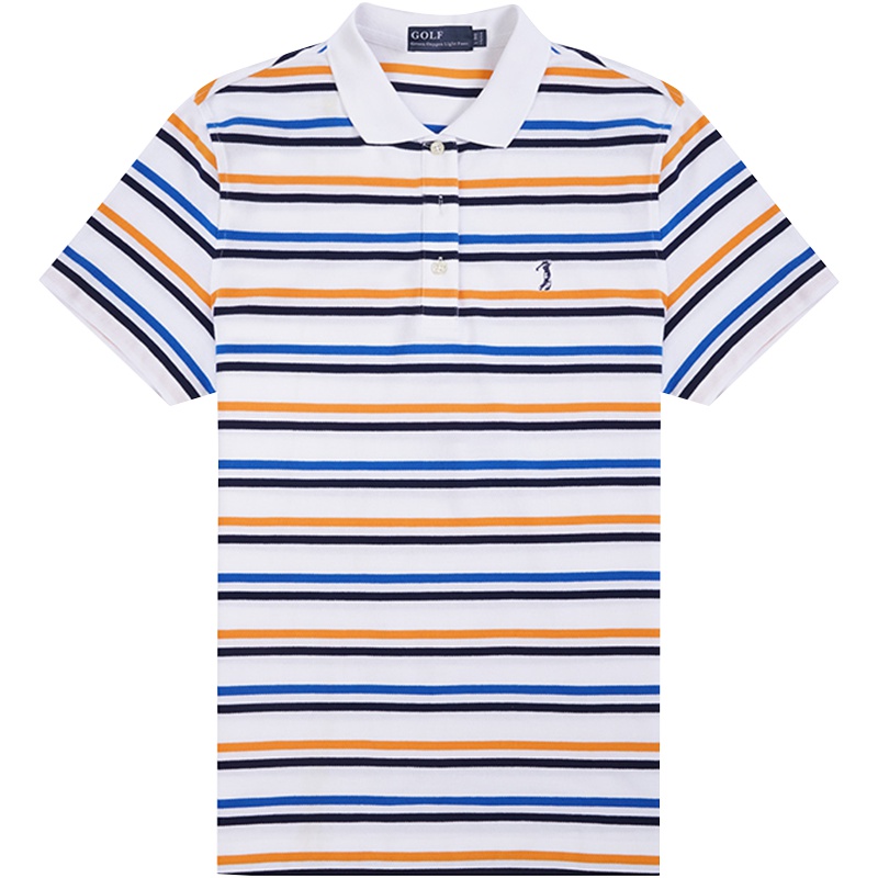GOLF/高尔夫夏季新款纯棉polo条纹t恤短袖翻领男休闲保罗衫