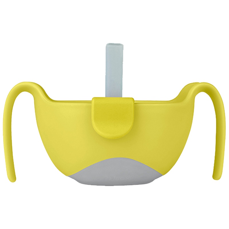 孕婴童餐具b.box 三合一多用辅食碗 婴儿吸管碗宝宝零食碗喂食碗 柠檬黄 PP材质