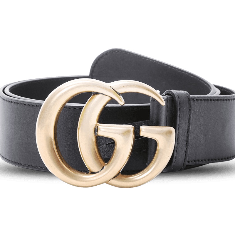 古驰GUCCI 男款腰带4.0D 双G饰扣光面皮400593金扣