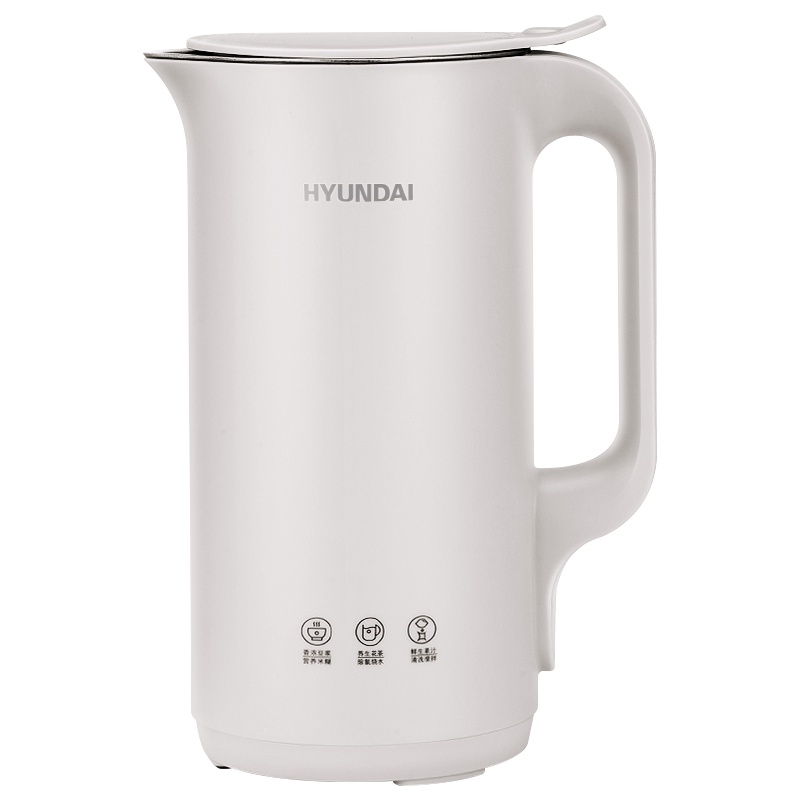 HYUNDAI豆浆机家用单人多功能迷你小型豆浆机加热免过滤料理机 白色