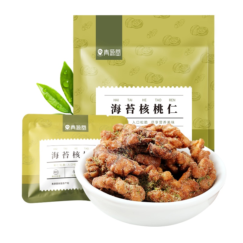 青源堂牌坚果核桃核桃仁海苔核桃仁非枣夹核桃120克办公室零食