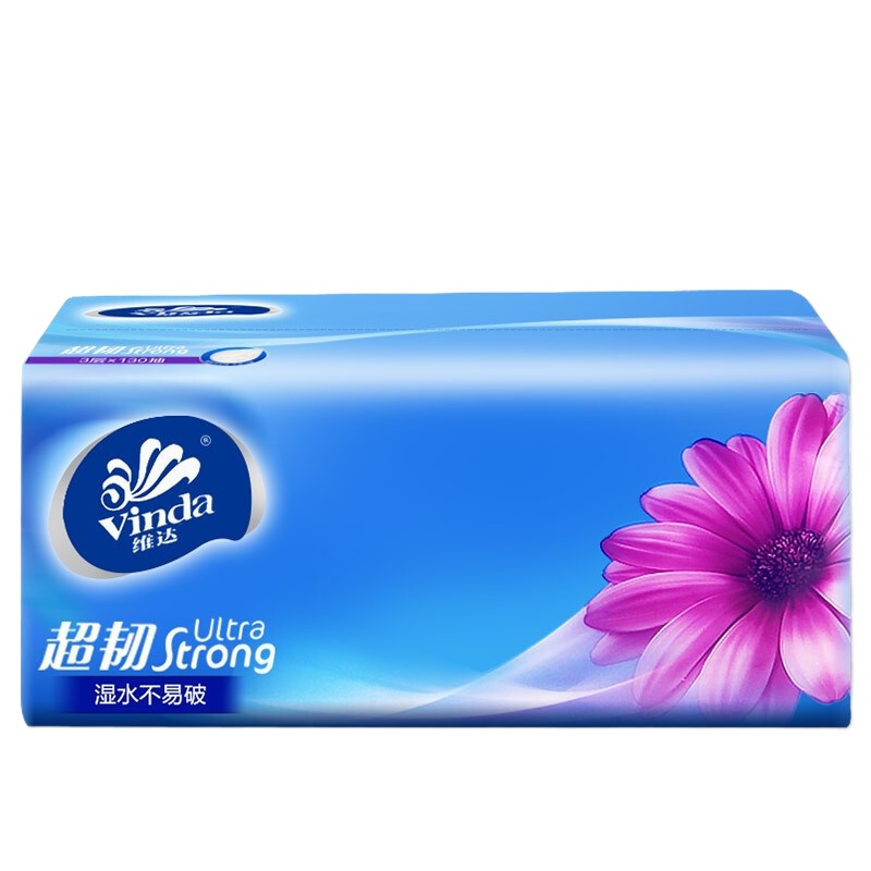 维达 软抽纸超韧三层130抽可湿水抽纸实惠 V2239整箱48包
