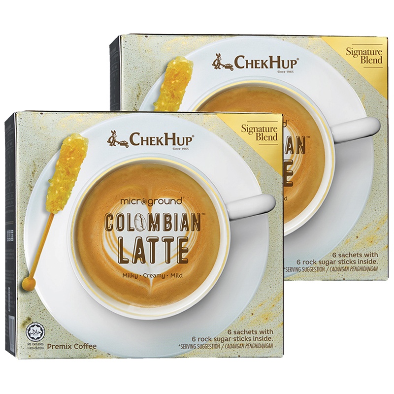 马来西亚原装进口 泽合怡保哥伦比亚拿铁咖啡 速溶咖啡粉228g(咖啡包28g*6+冰糖棒10g*6)*2盒