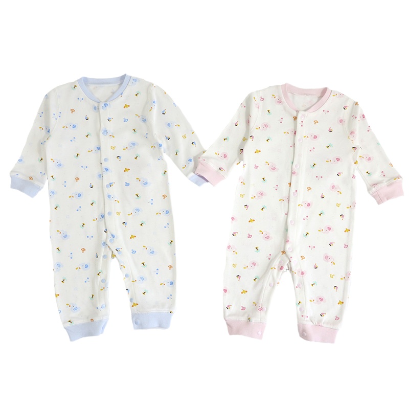 安笛贝乐童装婴幼儿对襟连体衣印花宝宝爬服哈衣春秋款66-80cm