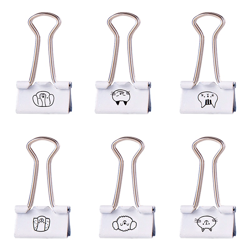 得力长尾夹彩色印花长尾夹文件夹子燕尾夹铁票夹可爱卡通夹子学生彩色票夹不锈钢铁夹办公文具用品9413