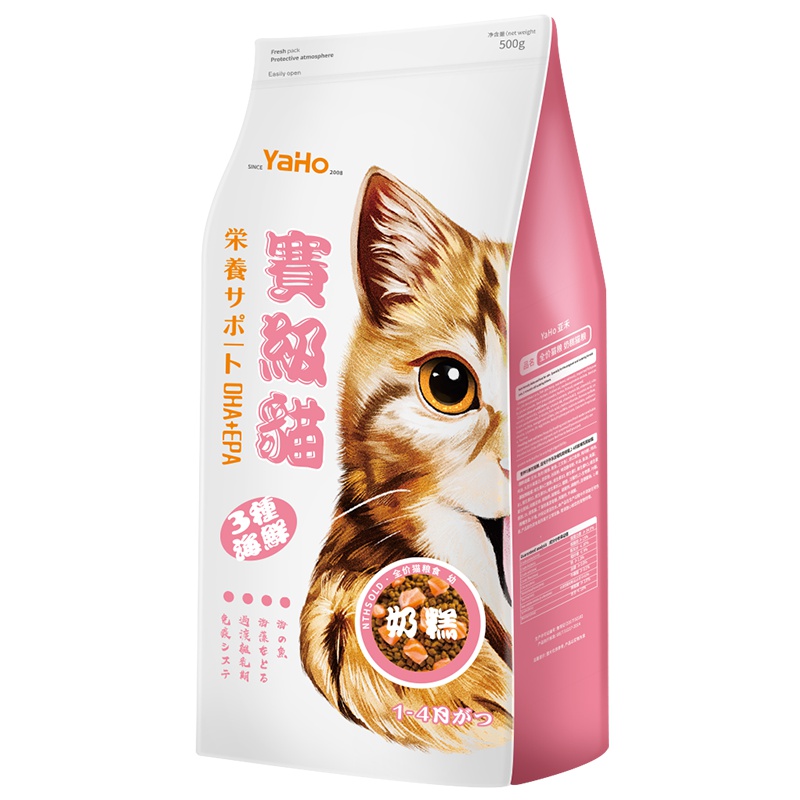YAHO亚禾 幼猫粮1-4月奶糕猫粮营养增肥发腮500G全价高蛋白 幼猫