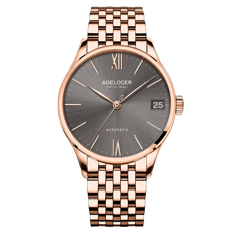 瑞士Agelocer艾戈勒手表 男士手表 真皮男表 轻薄全自动机械表 瑞士手表 防水 休闲商务时尚男表 A7071