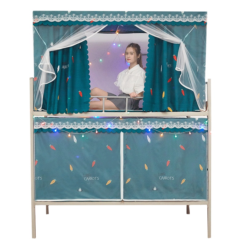 泰念(Tai nian) 2020学生蚊帐简约风学生宿舍寝室一体式单/双开门遮光床帘蚊帐0.9m单人床上下铺支架拉链方帐