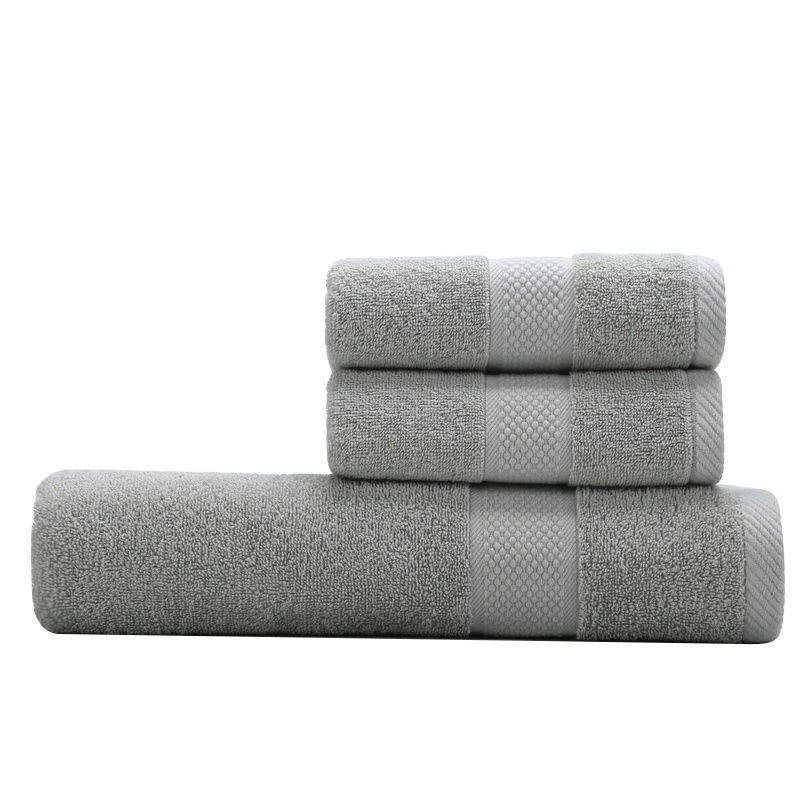 洁丽雅长绒棉素色柔软吸水 2毛巾1浴巾三件套情侣家人套装