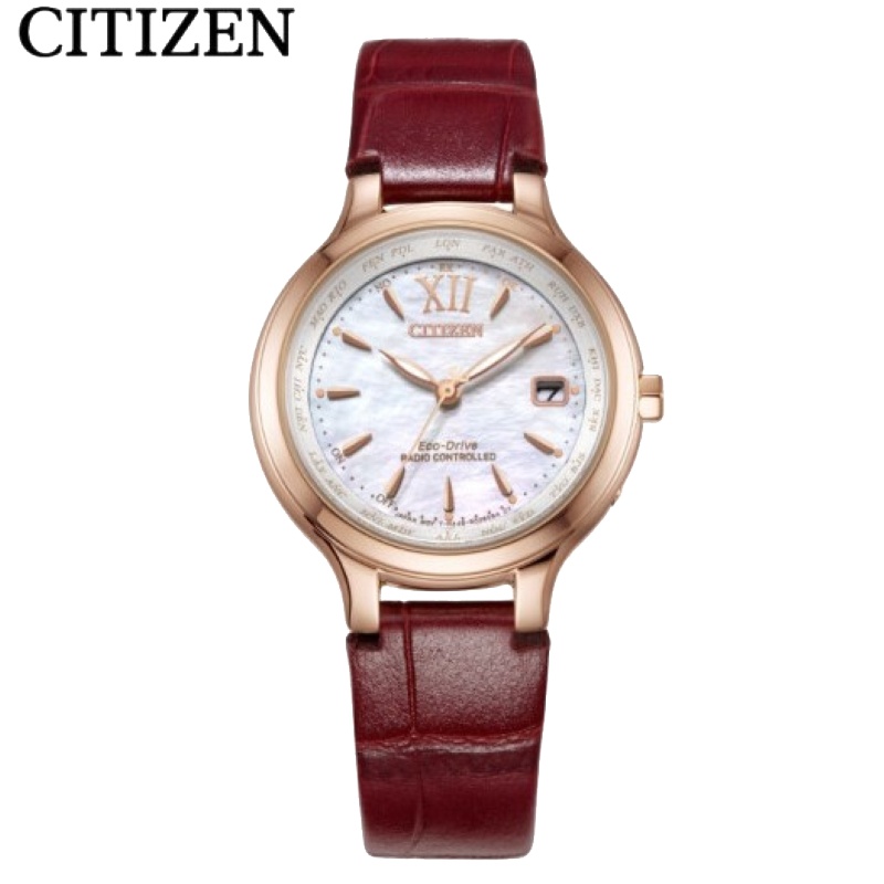国行 西铁城(CITIZEN)光动能多局电波计时世界时显示万年历天然贝母盘防磁优雅时尚女士手表 EC1173-10D
