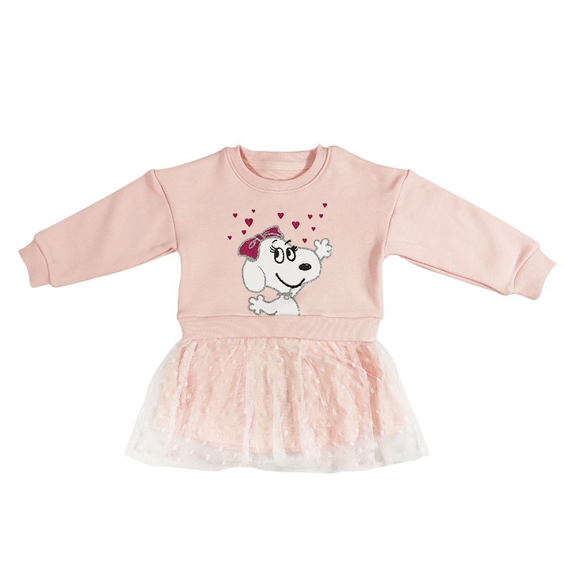 史努比(SNOOPY)女童卫衣裙加绒秋冬款粉色90-140cm