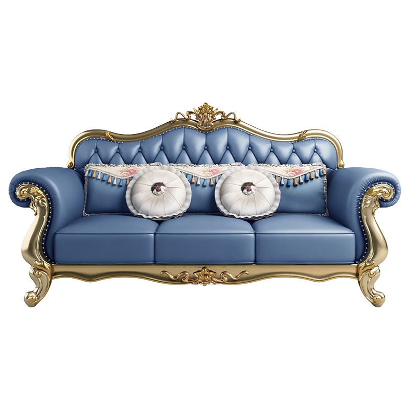 米括(MIKUO)简约欧式沙发客厅家具真皮小户型四人位转角简欧牛皮123U型沙发组合