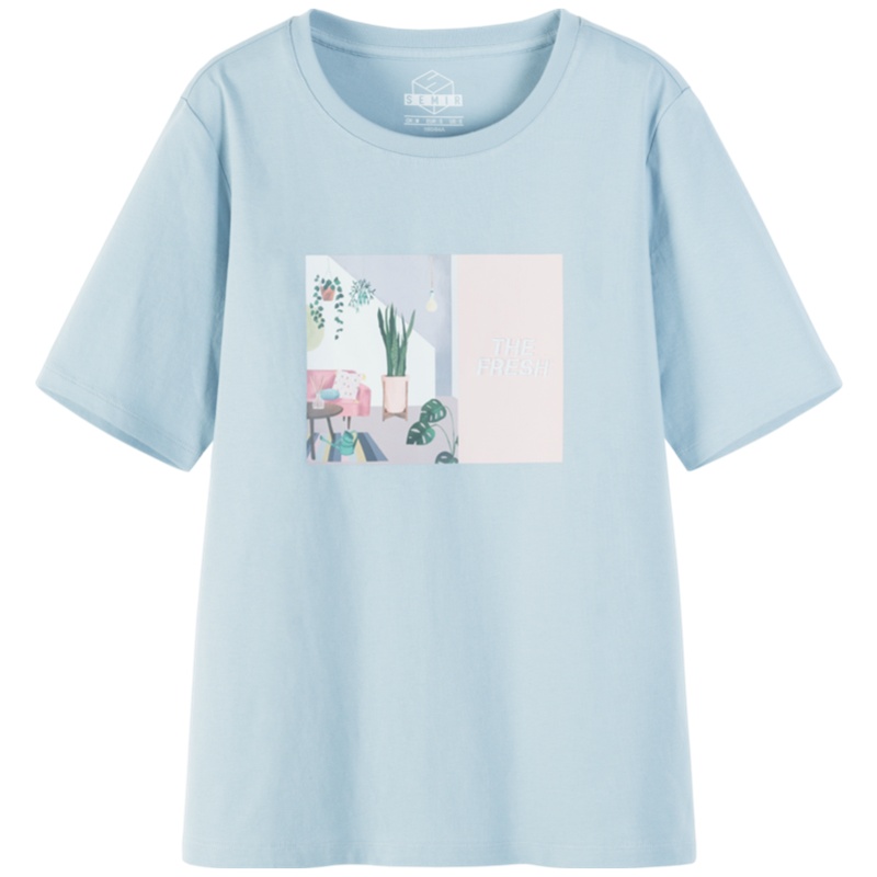 【满198减100预估价：39】森马t恤女短袖2021夏季款网红T恤ins超火秋季上衣圆领印花打底衫