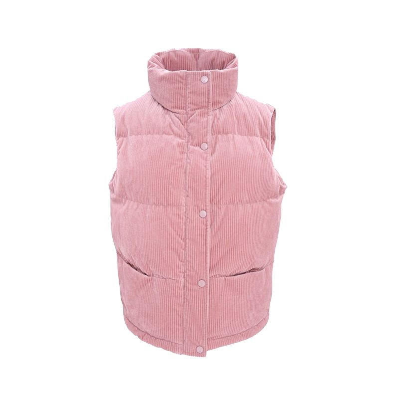 高梵复古灯芯绒羽绒马甲女短款2019新款立领百搭保暖羽绒服马夹潮