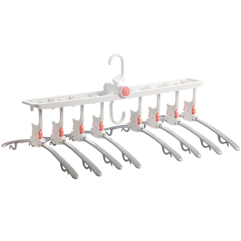 茶花多功能魔术衣架宿舍用学生晾衣架挂衣架折叠收纳衣架子晒衣架[1个装]浅红色+白色