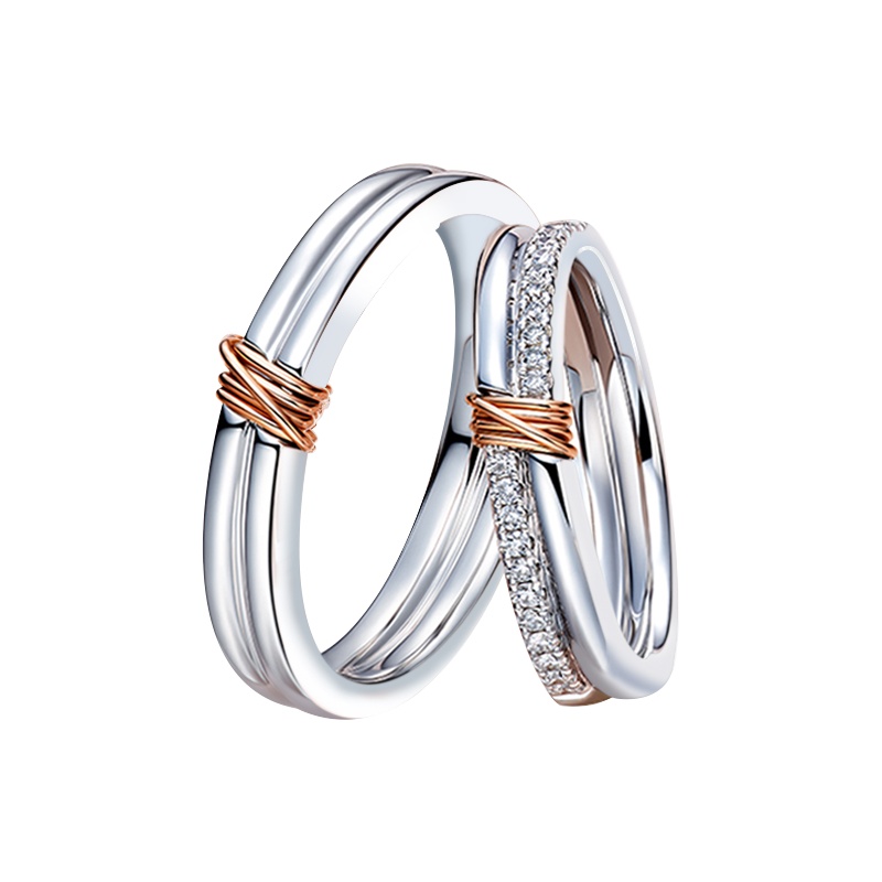 GZUAN古钻珠宝 简奢 18K金钻石情侣订婚戒指/结婚戒指 DJ3093A